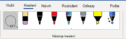 Karta Nástroje kreslení na pásu karet aplikace Word