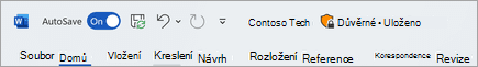 Snímek obrazovky se záhlavím souboru s popiskem Důvěrné.