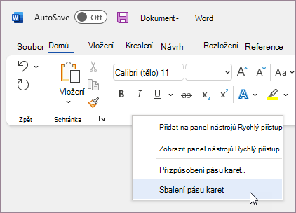 Sbalení pásu karet