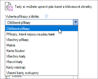 Výběr příkazů
