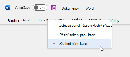 Rozbalení pásu karet