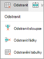 Odstranění řádků a sloupců
