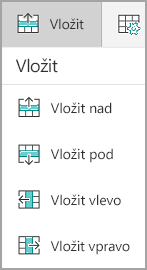 Vložení řádků nebo sloupců
