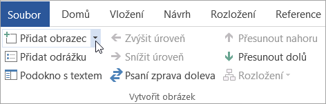 Tlačítko Přidat obrazec ve skupině Vytvořit obrázek
