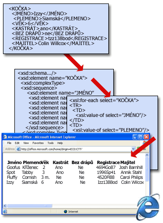 Základní struktura souboru XML se schématem a transformací