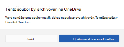 Ikona archivovaného souboru na OneDrivu