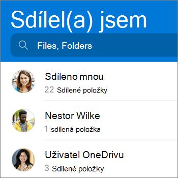 Zobrazení sdílených souborů v aplikaci OneDrive pro Android