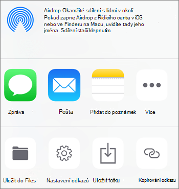 Snímek obrazovky s tlačítkem pro uložení fotky v aplikaci OneDrive pro iOS