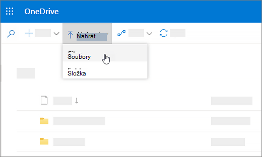 Snímek obrazovky s vybranou možností Nahrát