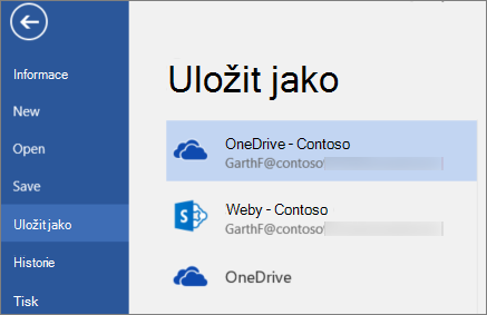 Uložení wordového souboru na OneDrive pro firmy
