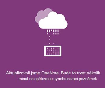 Obrazovka synchronizace ve OneNote pro Android