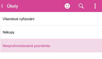 Nesynchronizovaná poznámka ve OneNotu pro Android
