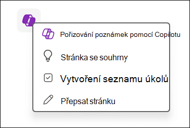 Přístup k funkci Copilot na plátně ve OneNotu