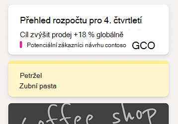Ukázkové poznámky v informačním kanálu OneNotu