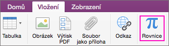 Klikněte na kartu Vložení a vyberte Rovnice.