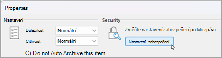 Vyberte Nastavení zabezpečení.