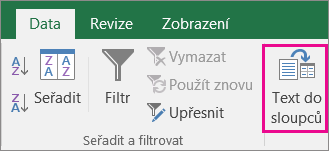 Volba textu > dat do sloupců