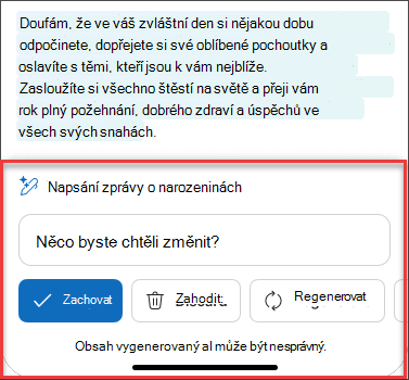 Některé: Po pečlivém zvážení textu z e-mailového konceptu pomocí Copilotu v iOSu a Androidu