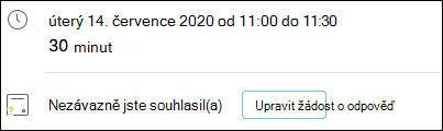 Úpravy žádosti o odpověď z události.