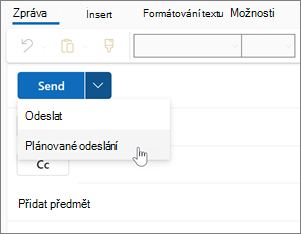 Použití funkce Odeslat plánu v novém Outlooku pro Windows