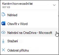 nové okno pro nahrání Outlooku na OneDrive