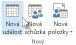 Příkaz Nová událost na pásu karet