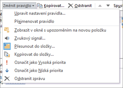 Změnit pravidlo – možnosti