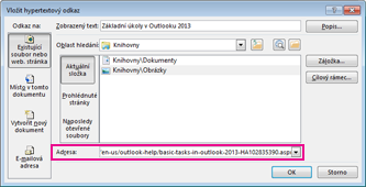 insert hyperlink dialog box