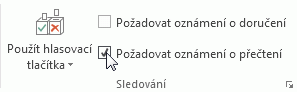 Příkaz Požadovat oznámení o přečtení na pásu karet