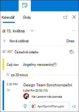 Zobrazení kalendáře
