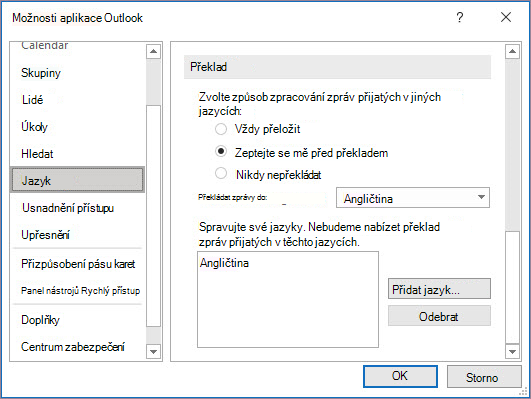 Předvolby jazyka