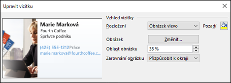 Do elektronické vizitky můžete přidat obrázek.