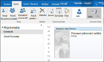 Poklikáním na skupinu kontaktů přidejte členy.