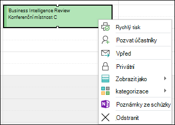Kliknutím pravým tlačítkem odstraníte událost.