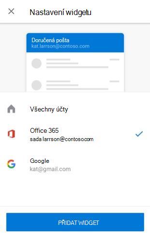 Přidání widgetu E-mail na Androidu