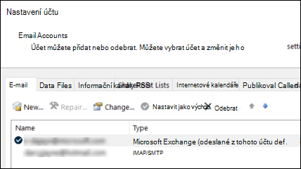 Nastavení účtu