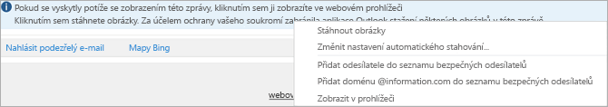 Příznaky a připomenutí pro příjemce jsou uvedeny v informačním panelu zprávy.