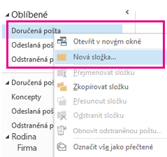 Z nabídky, která se zobrazí po kliknutí pravým tlačítkem myši, můžete vytvořit novou podsložku.