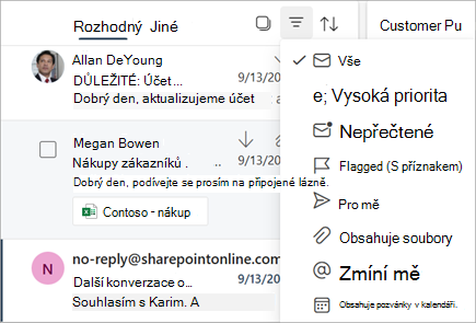 Filtrování zpráv