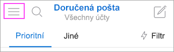 Klepnutím otevřete rozevírací nabídku v rohu.