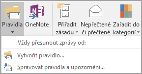 Dialogové okno Pravidla a oznámení