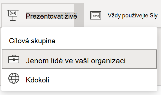 Výběr publika pro živou prezentaci