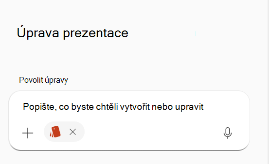 Snímek obrazovky zobrazující vybranou sadu značek ve výzvě Copilota.