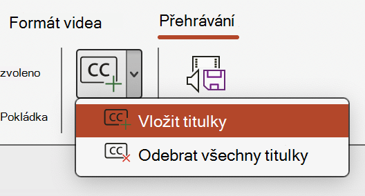 Vložení titulků pro video v PowerPointu.