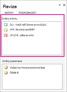 Změny snímku