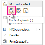Možnosti vložení: Použít cílový motiv