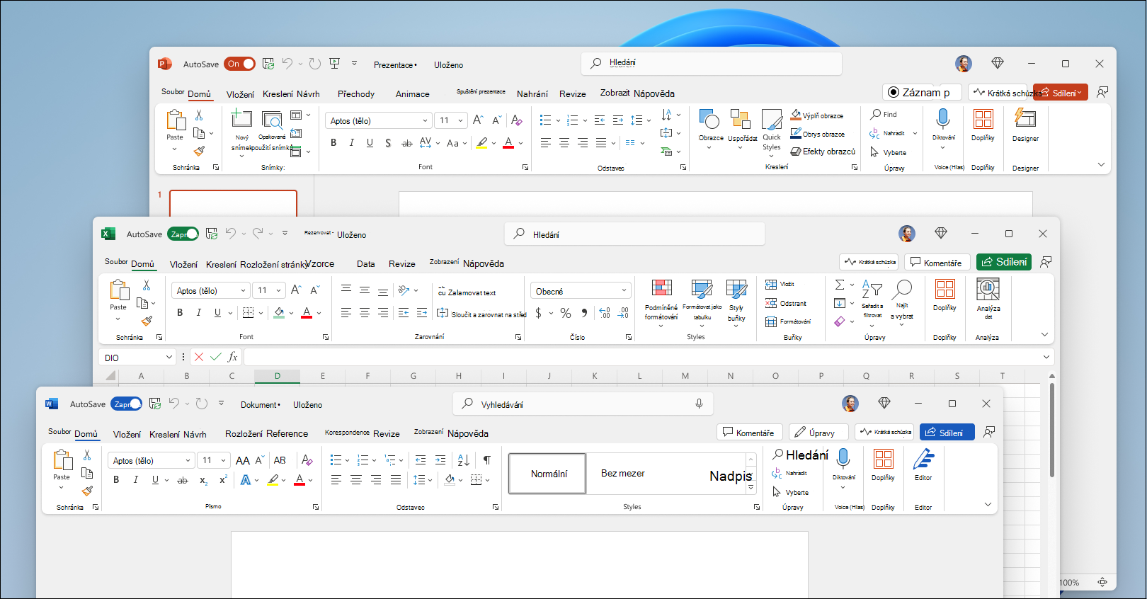 Zobrazení nového motivu Office