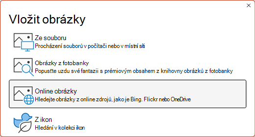 Dialogové okno Vložit obrázky.