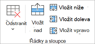 Možnosti ve skupině Řádky & sloupce