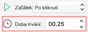 PowerPoint pro Mac animation duration menu